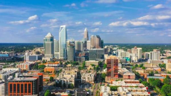 Charlotte North Carolina downtown aerial view