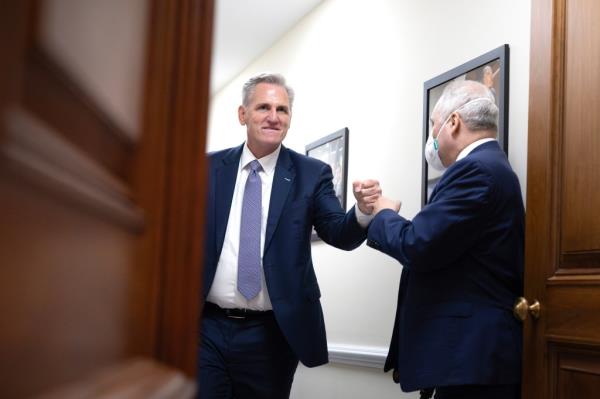 Former House Speaker Kevin McCarthy (R-Calif.) and House Majority Leader Steve Scalise (R-La.)